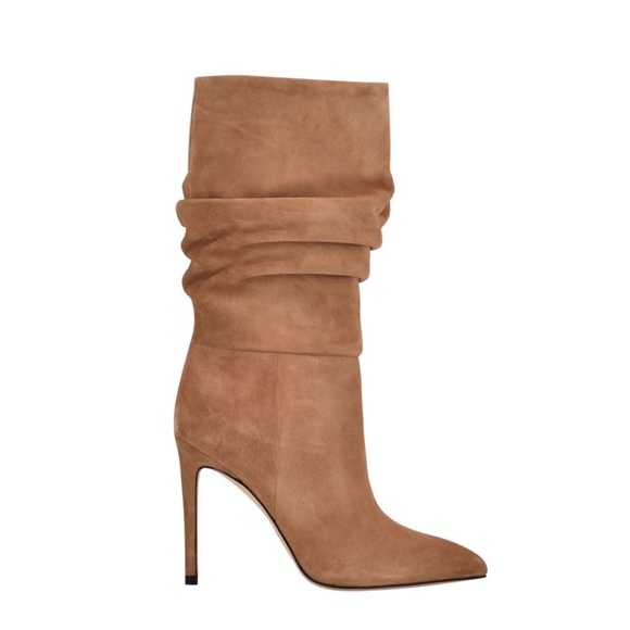 Marc Fisher Tan Beige Suede High Heel Boots 8 - Picture 1 of 16